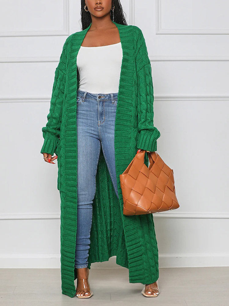 Knitted Solid Graceful Open Front Cardigan image 2