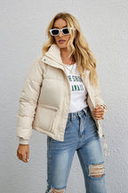 Short Stand Collar Relaxed Puffer Jacket image 2
