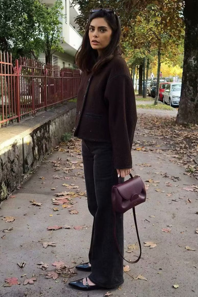 Wool Blend Colorblock Casual Coat image 2