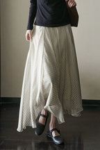 Elegant Irregular Draped Polka Dot Maxi Skirt image 3