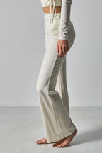 Solid Fitted Foldover Soft Pants image 3