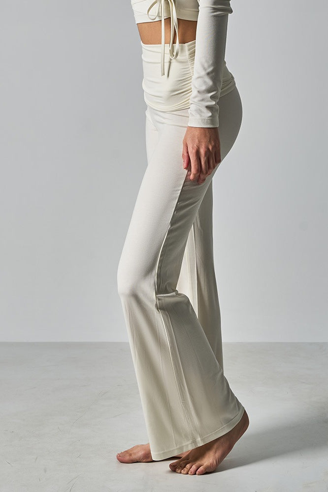 Solid Fitted Foldover Soft Pants image 3