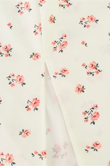 Backless Puff Sleeve Round Neck Split Maxi Floral Dress image 5