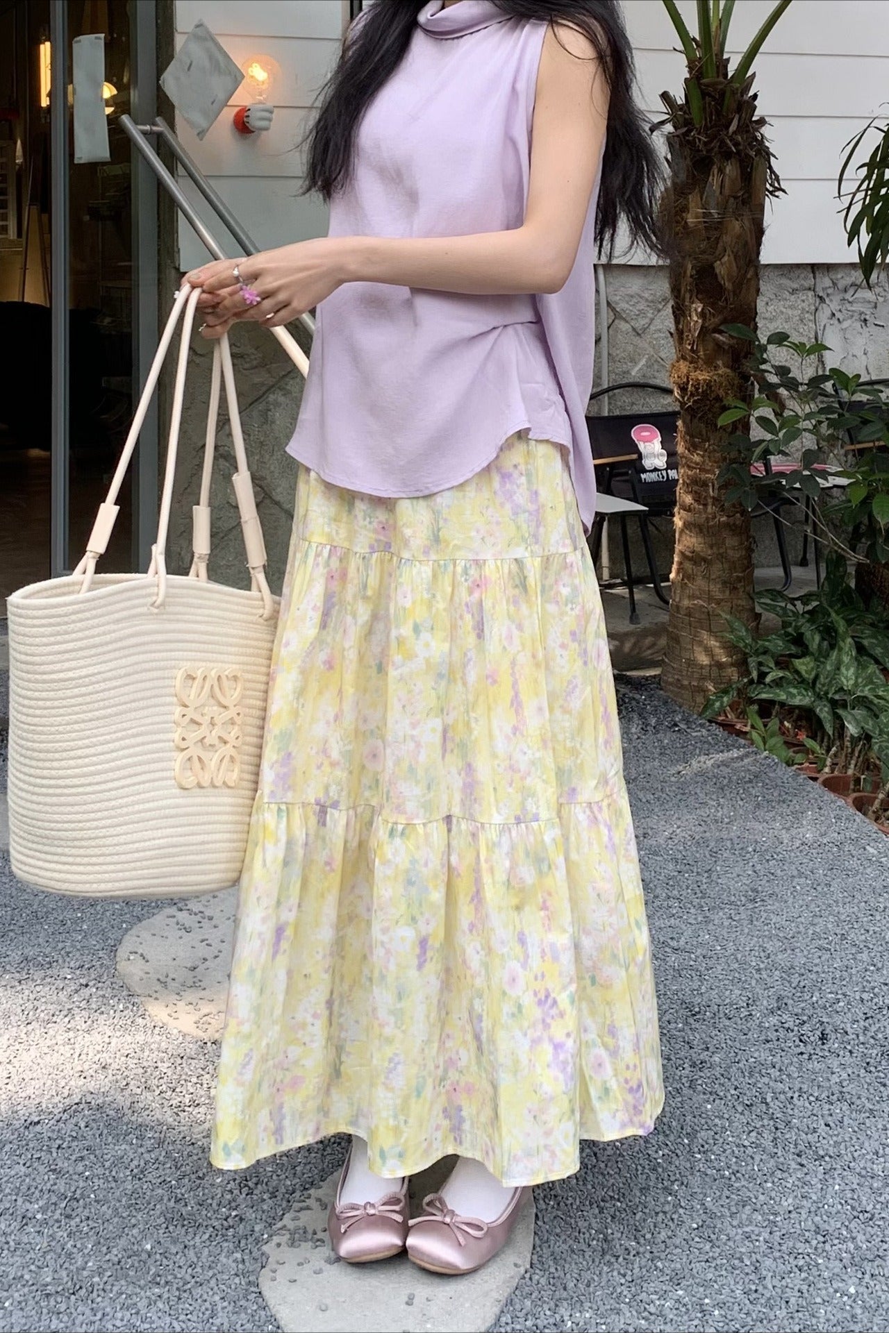 Monet Garden Yellow Floral Midi Skirt image 1