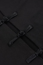 Solid Slim Frog Button Short Sleeve Blouse image 5