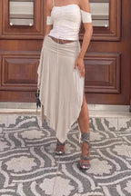 Ruched Split Asymmetrical Maxi Skirt image 3