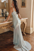 Elegant Flowy Satin Chiffon Patchwork Cami Bodycon Maxi Dress image 3