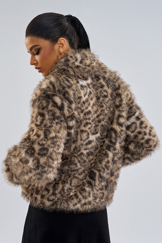 Leopard Print Faux Fur Coat image 3