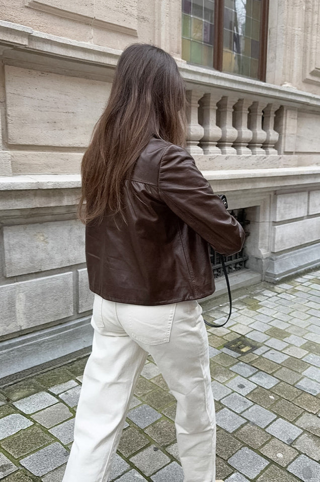 Classic Brown PU Crop Coat image 6