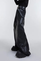Wide Leg PU Leather Patchwork Jeans image 25