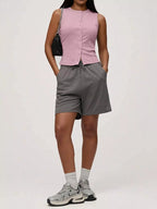 Elara Button Tank detail view styled for Avrienne