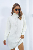 Cable Knit Turtleneck Sweater Dress image 4