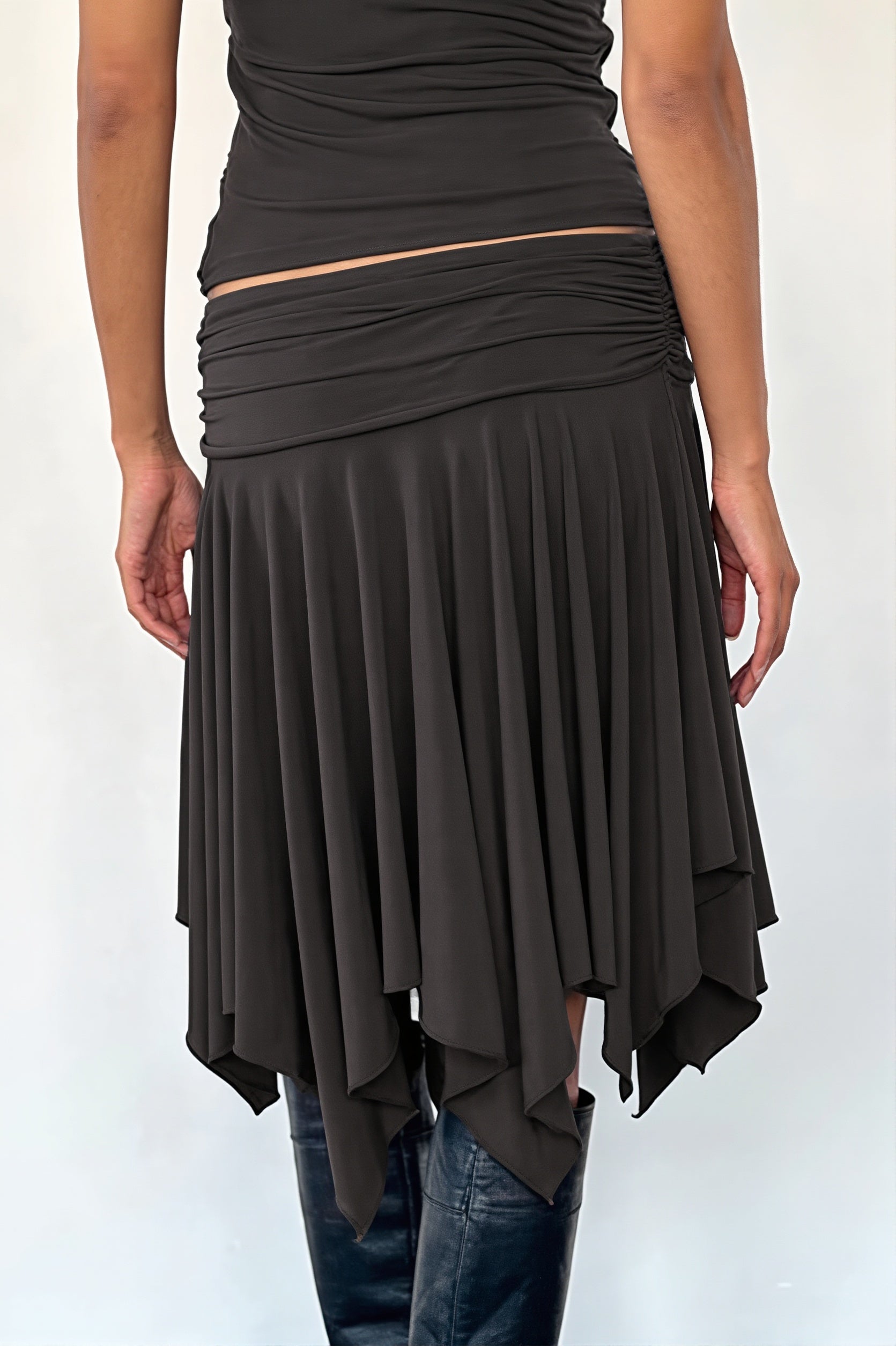 Ruffled Irregular Draped Midi Skirt image 3