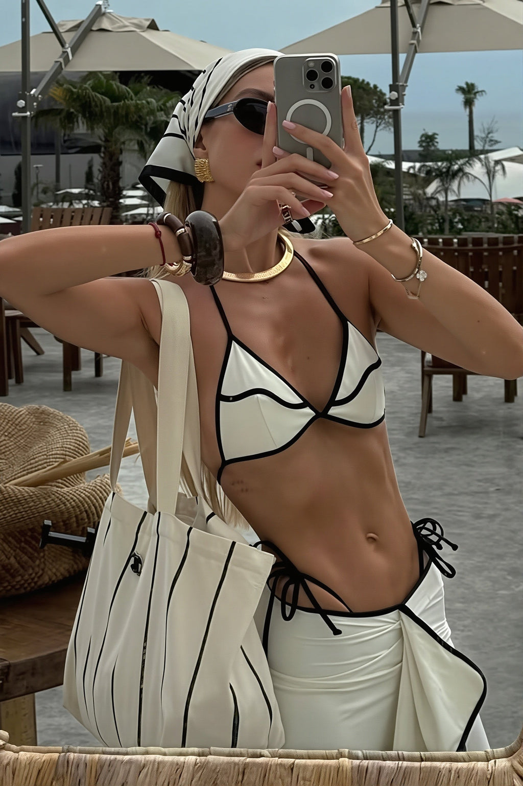 Solid Two Piece Bikini With Long Skirt Three Piece Swim Sets image 3