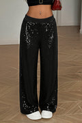 Sexy Sequin Patch Elastic Waist Straight Pants image 1