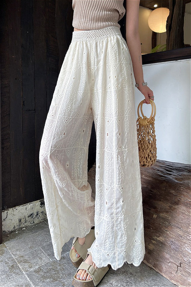 Hollow Out Lace Wide Leg Summer Pants image 8
