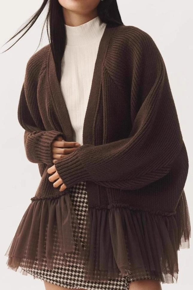 Sheer Ruffle Knit Cardigan image 1