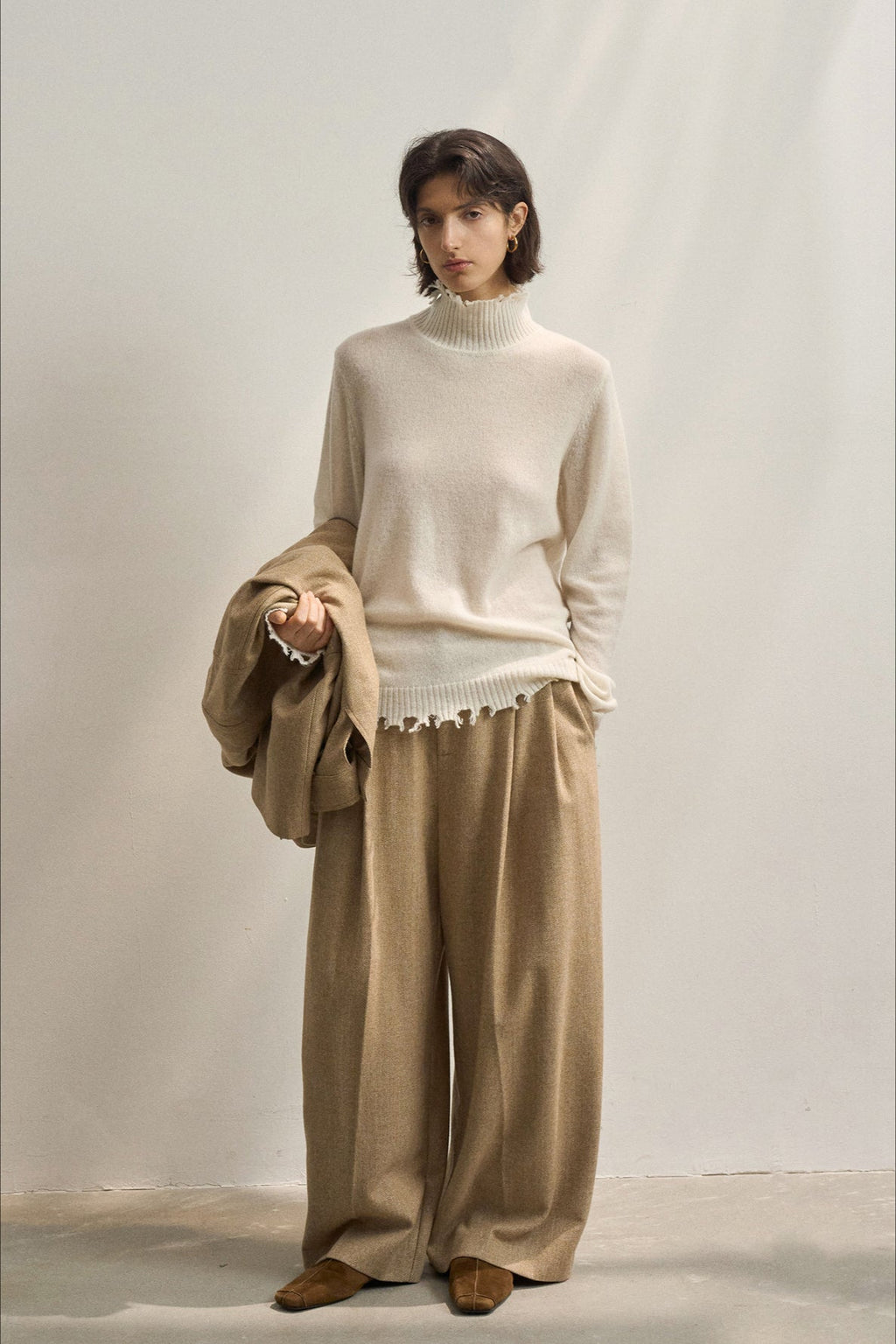 Fringed High Neck Knit Sweater image 1