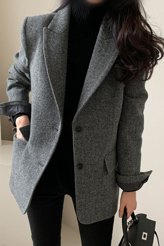 Wool Blend Solid Color Blazer image 9