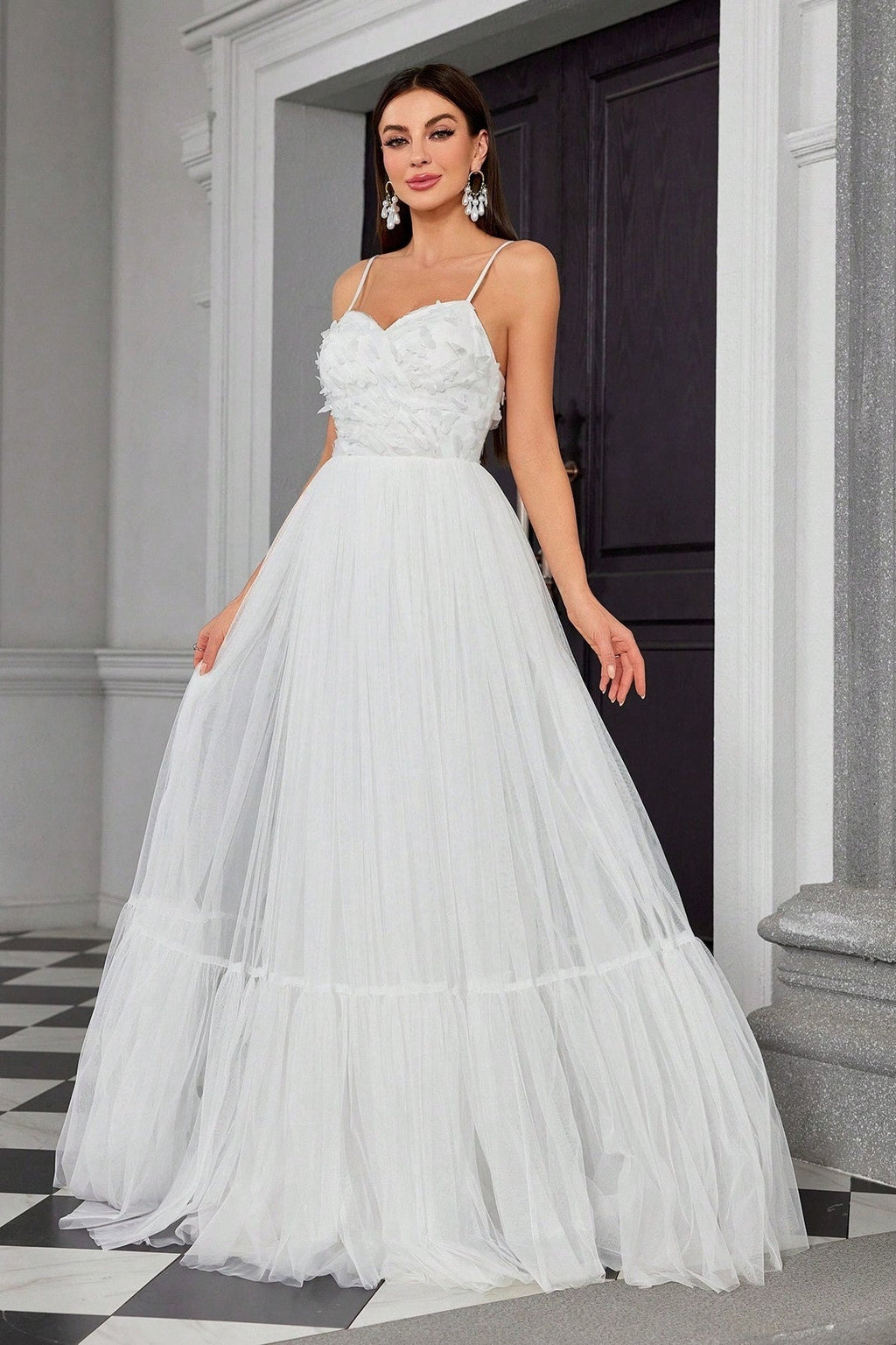 Spaghetti Bandeau Butterfly Tulle Elegant Reception Dress image 4