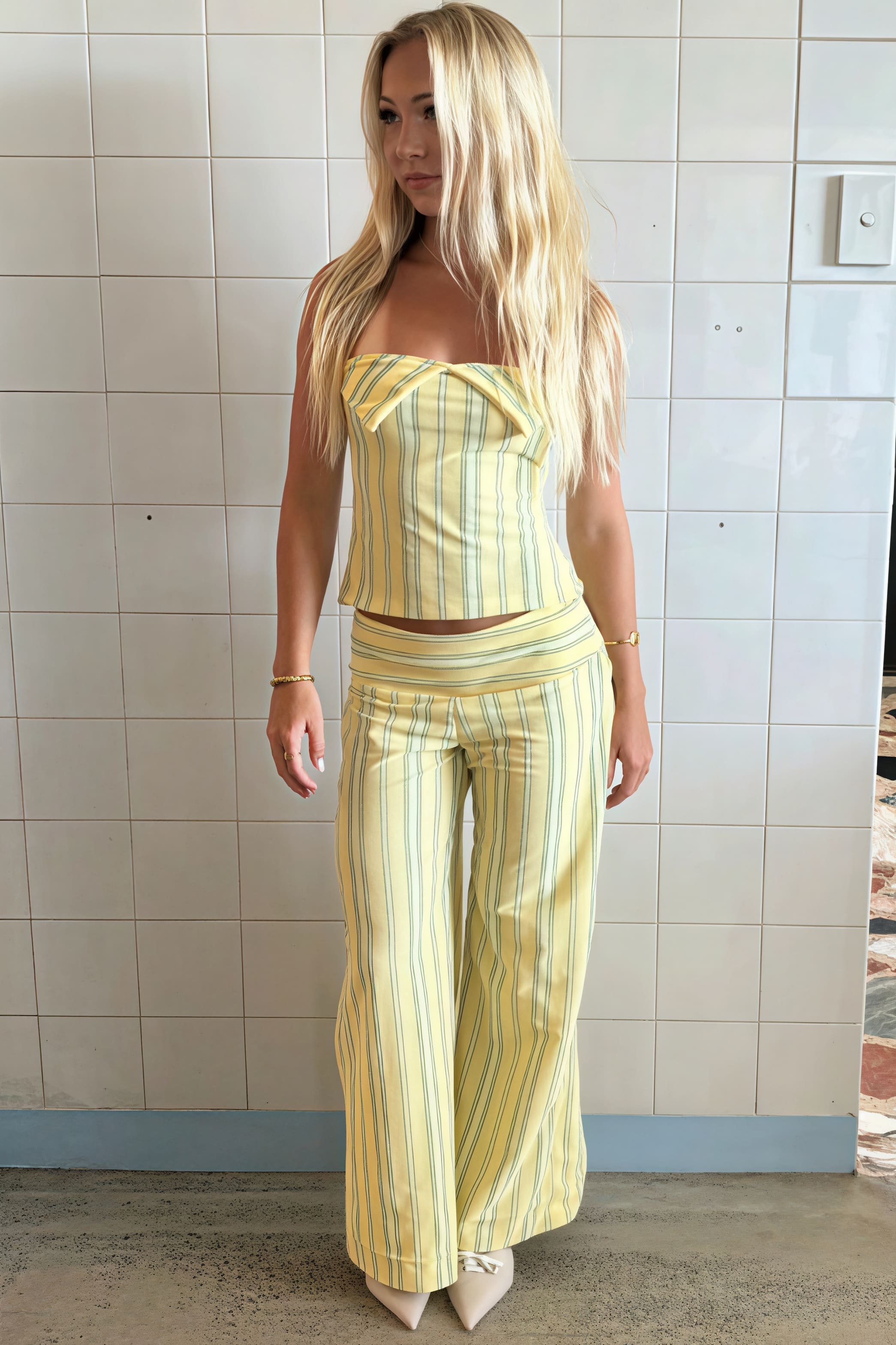Striped Halter Cami Wide Leg Pants Two Piece Set image 2