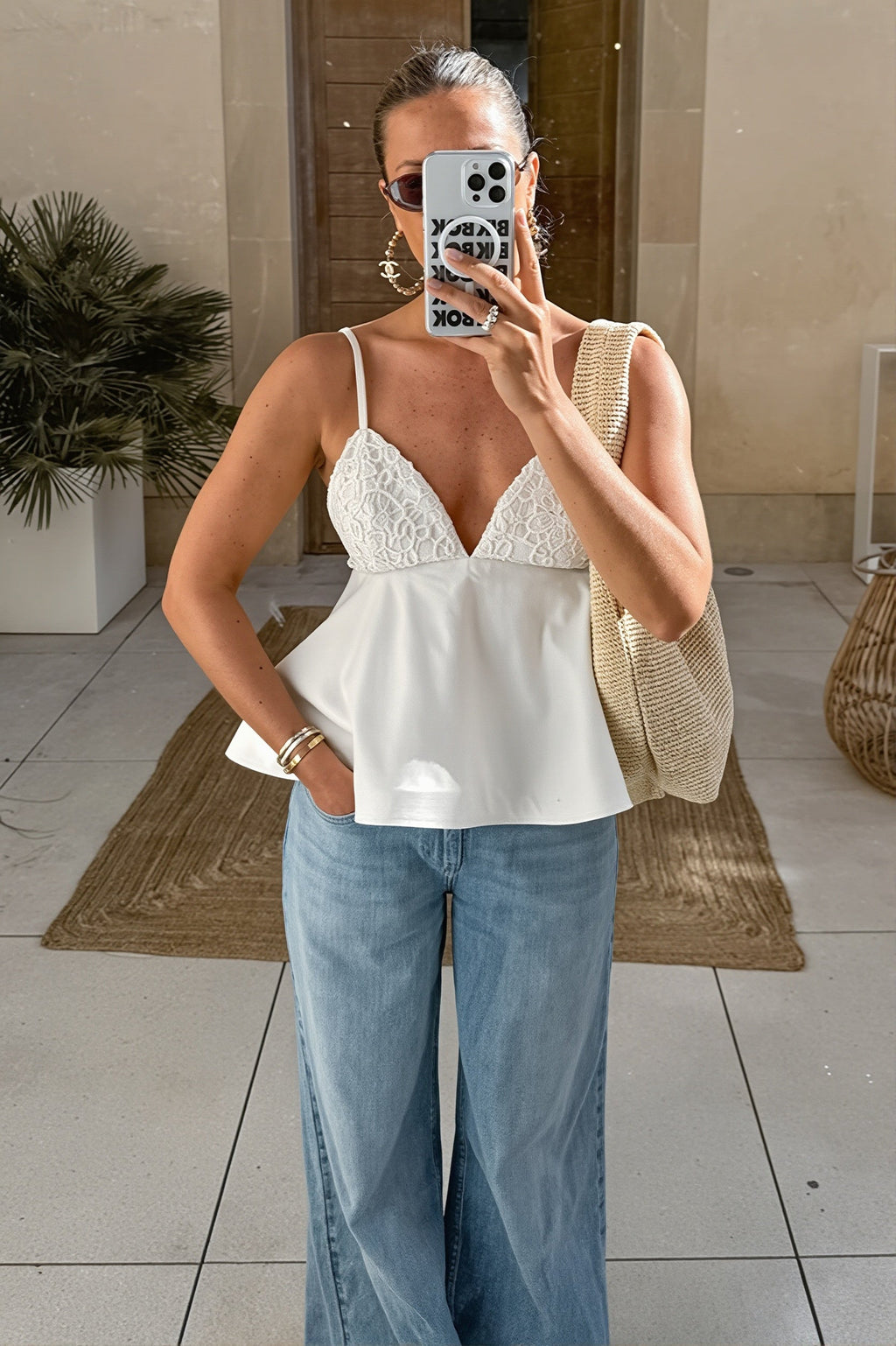 Chic V Neck Ribbed Slim Cami Top image 3