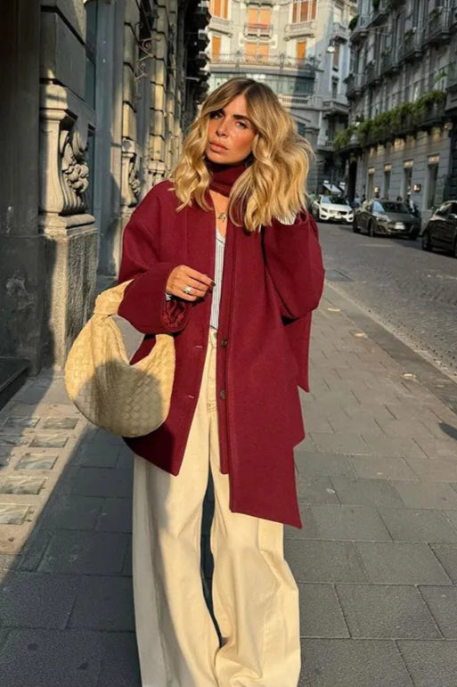 Scarf Collar Single Breasted Wool Coat image 3