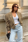 Vintage Solid Wool Blazer Wide-Collar Short Coat image 1