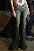 Rivet Stitch Low Rise Flared Jeans image 5
