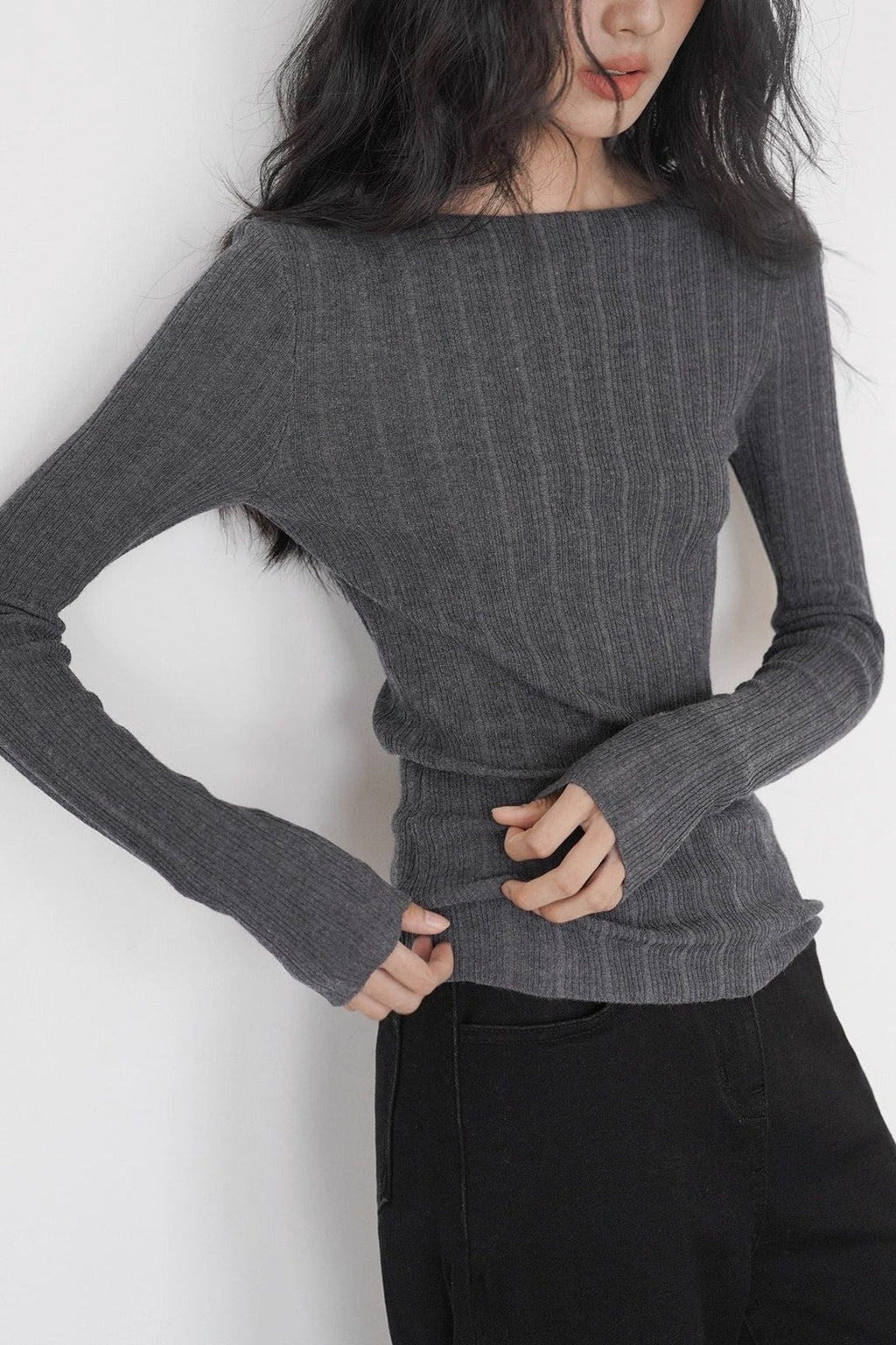 Semi-Sheer Unique Fitted Knit Top image 3