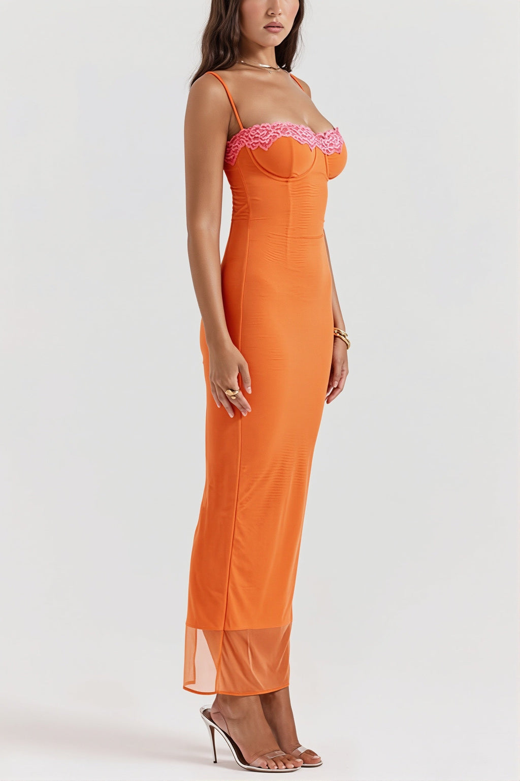 Lace Trim Wrap Cami Maxi Dress image 3