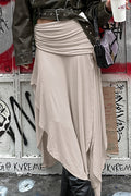 Irregular Slit Waist Pleated Midi Skirt image 1