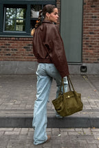 Vintage Brown PU Leather Jacket image 6