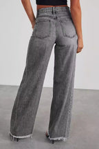 Solid Minimalist Washed Wide Leg Jeans image 3