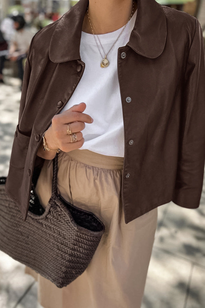 Classic Brown PU Crop Coat image 2