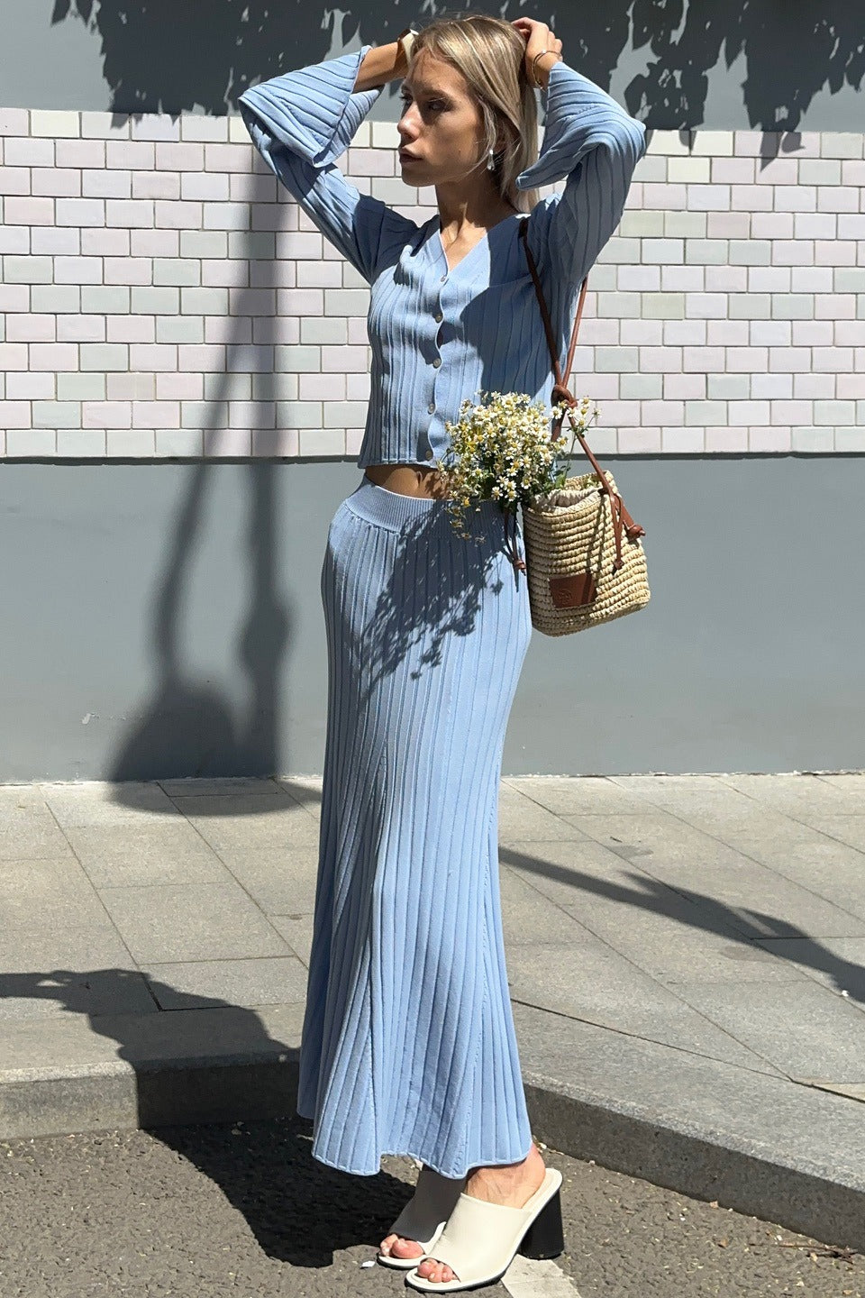 Two-Piece Bell Sleeve Knit Sweater Dress image 5