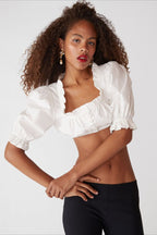Elegant Button Ruffle Cropped Blouse image 5