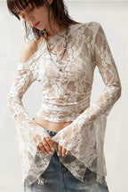 Elegant Lace Flare One Shoulder Blouse image 1