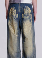 Gradient Wing Print Wide Leg Jeans image 18