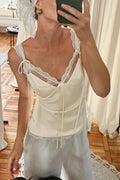 Chic V Neck Lace Up Cinched Cami Top image 1