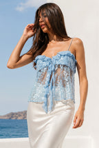 Glitter Ruffle Sequin Cropped Cami Top image 10
