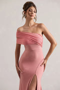 Mesh Panel Off-Shoulder Split Bodycon Party Dress image 1