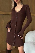 Solid Button Front Knit Sweater Dress image 3