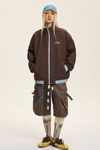 Reversible Stand Collar Colorblock Jacket image 5