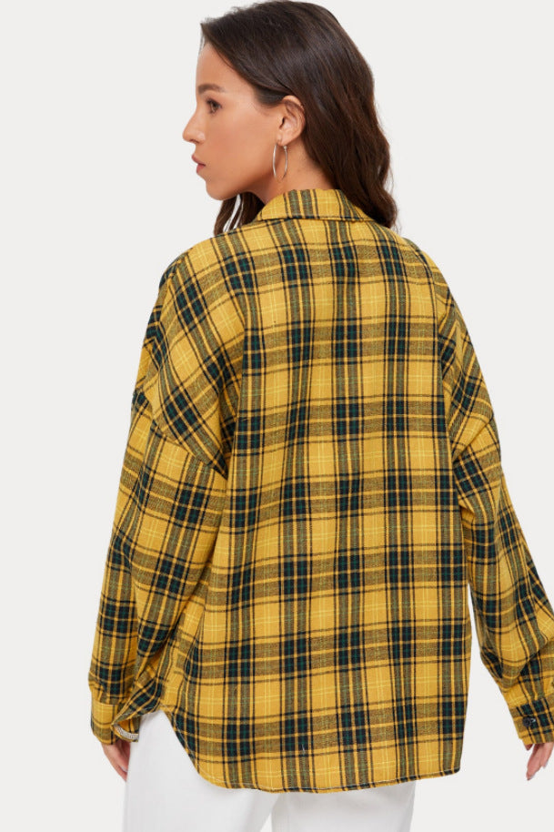 Plaid Stand Collar Button Shirt  Blouse image 26