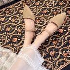 Amelie Flat Sandals detail view styled for Avrienne