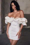 Waist Slimming Bodycon Off Shoulder Boned Ruffle Party Dress image 1