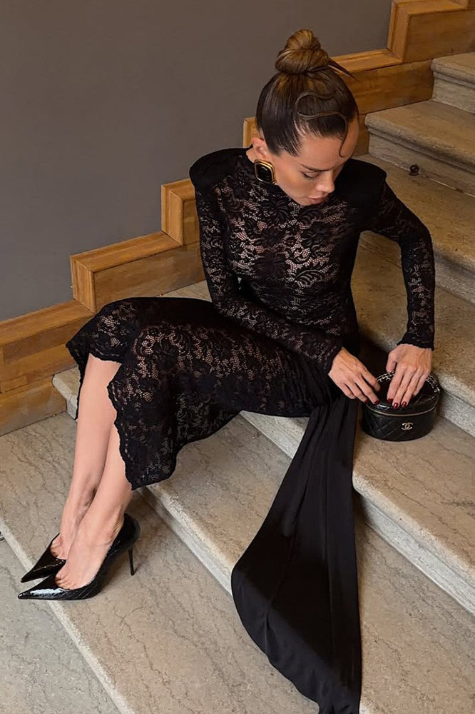Floral Lace Cutout Sash Elegant Maxi Dress image 8