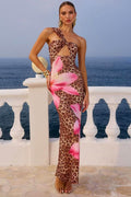 Sexy Leopard Print Cutout Bodycon Maxi Dress image 1