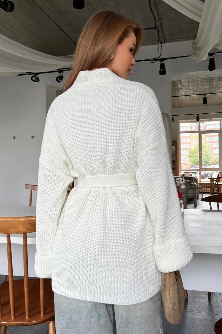 Relaxed Cozy Tie Waist Knit Cardigan image 13